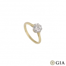 Yellow Gold Round Brilliant Cut Diamond Ring 1.05ct G/VS1